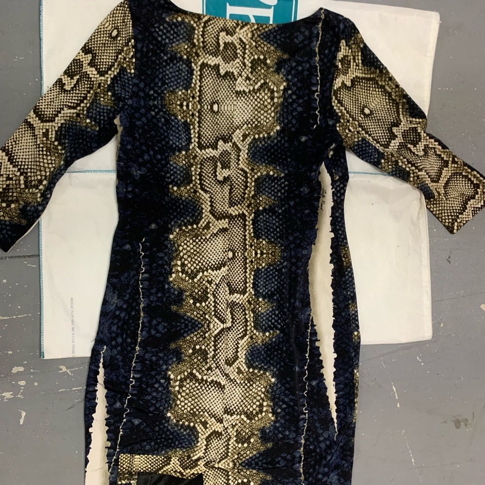 Snake Print Dress with Slit. the dress has a lining